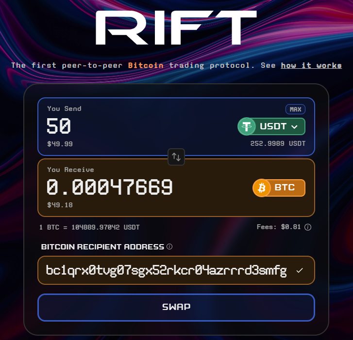 Amount and Swap Wallet Screenshot
